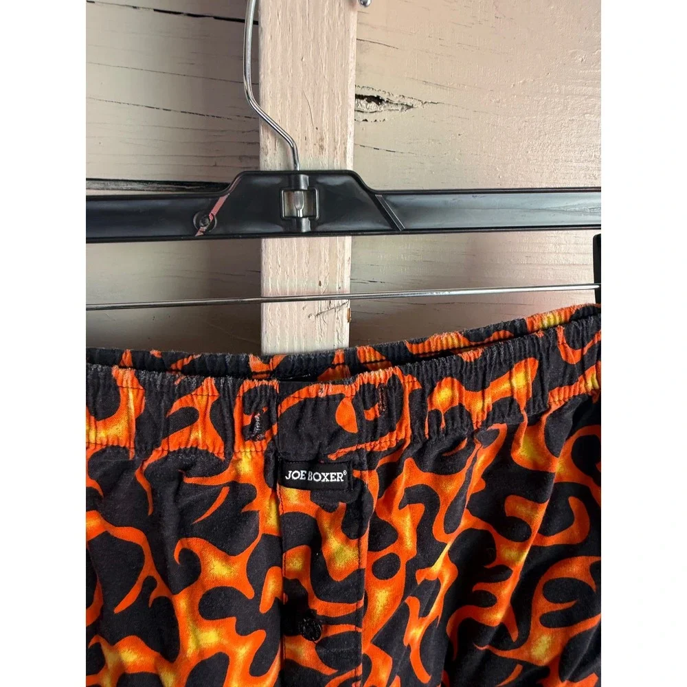 Joe Boxer Mens Pajama Pants Black Orange Yellow Flame Print Sleepwear Lounge XL
